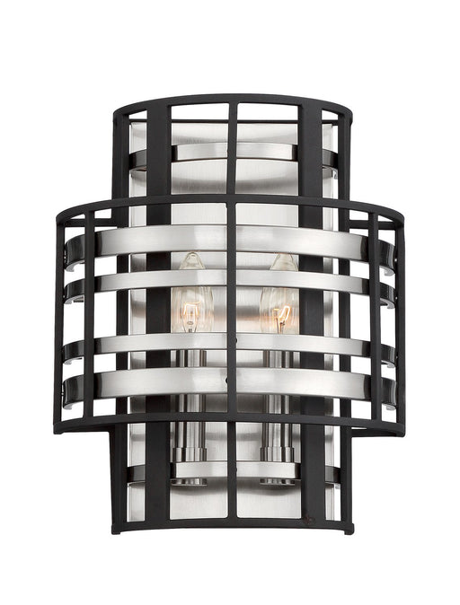 Presten 2-Light Wall Sconce in Brushed Nickle with Sand Coal
