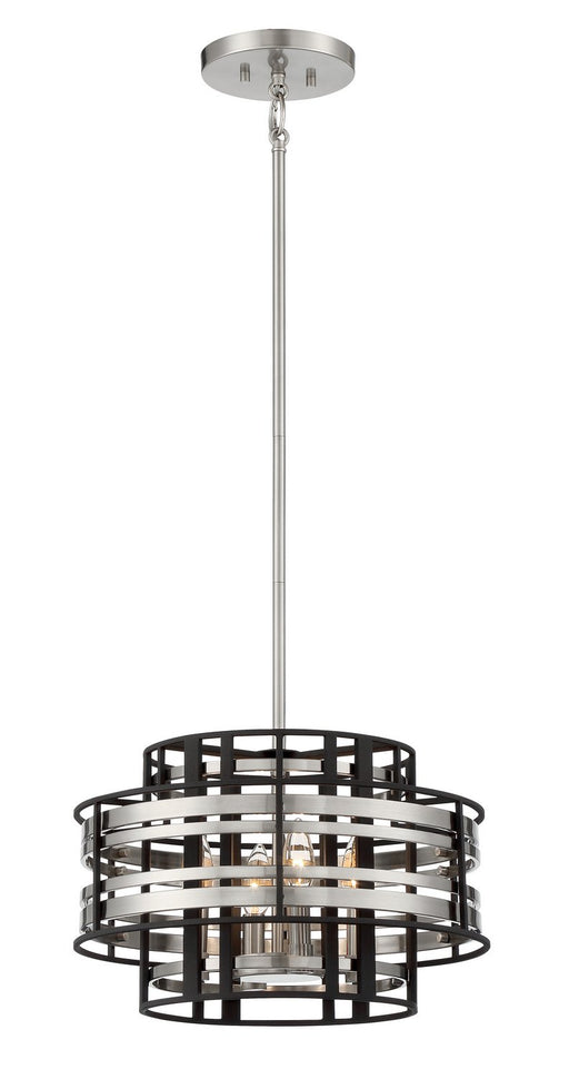 Presten 4-Light Foyer Pendant in Brushed Nickle with Sand Coal