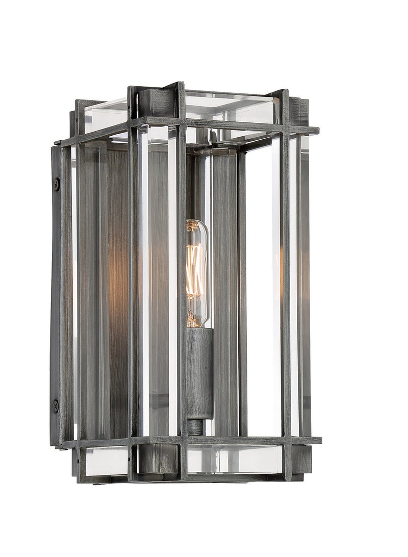 Langen Square Bath Sconce in Antique Nickel w/Clear Acrylic