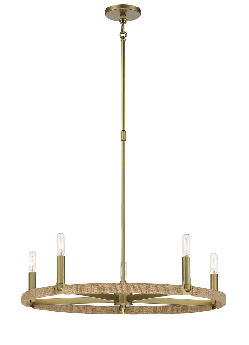 Windward Passage 5-Light Chandelier in Soft Brass