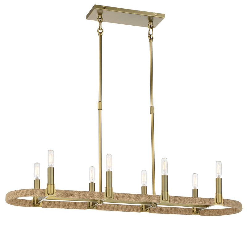 Windward Passage 8-Light Linear Chandelier in Soft Brass