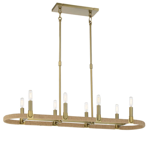 Windward Passage 8-Light Linear Chandelier in Soft Brass