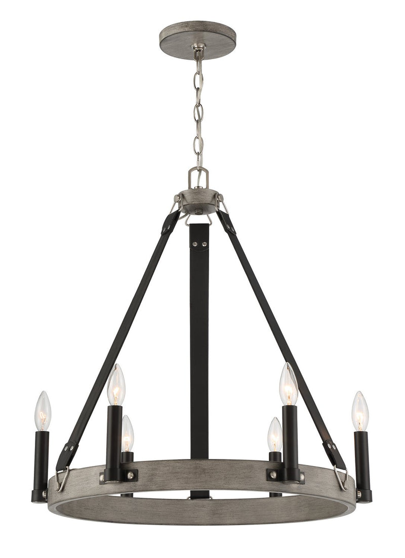 Rawson Ridge 6-Light Chandelier in Aged Silverwood and Coal