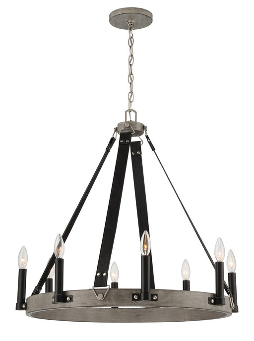 Rawson Ridge 8-Light Chandelier in Aged Silverwood and Coal