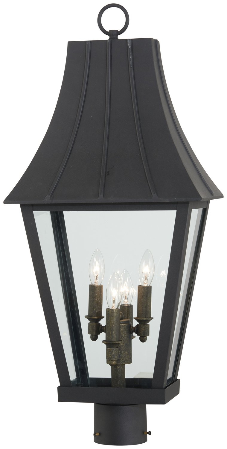 Chateau Grande 4-Light Outdoor Post Light in Sand Coal w/Gold