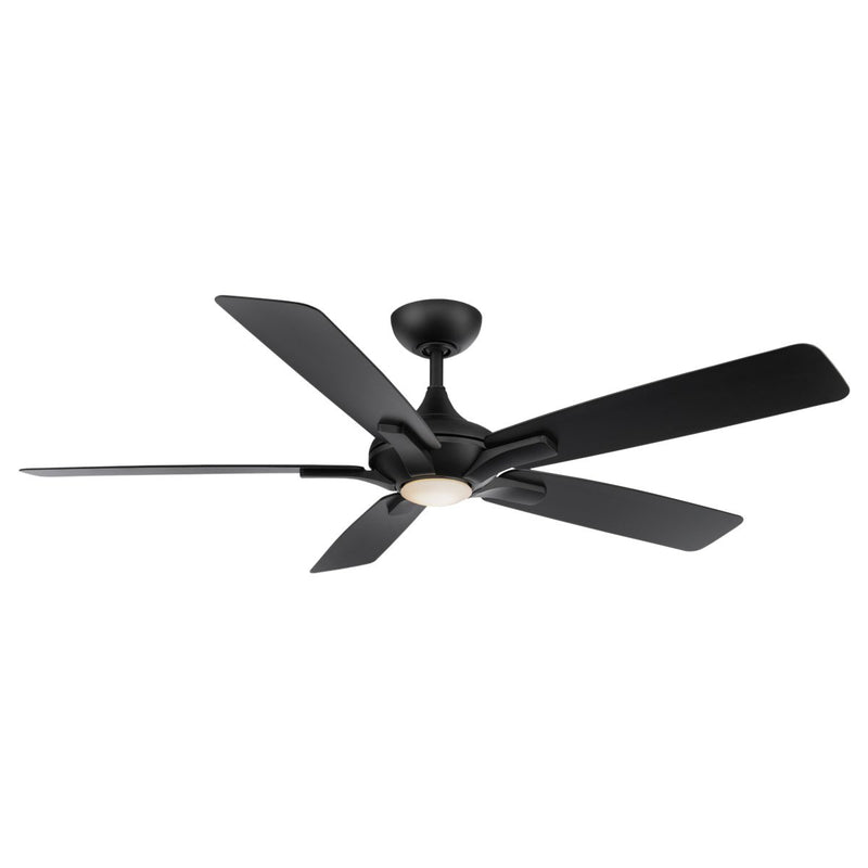 Mykonos 5 60" Outdoor Ceiling Fan with Light in Matte Black