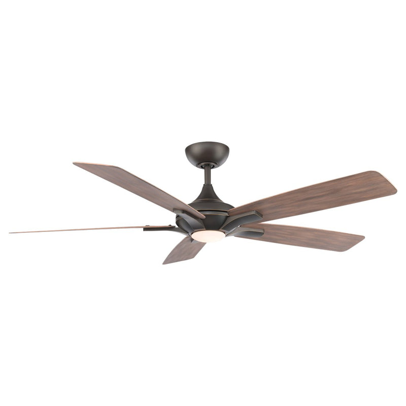Mykonos 5 60" Outdoor Ceiling Fan with Light in Oil Rubbed Bronze / Barn Wood