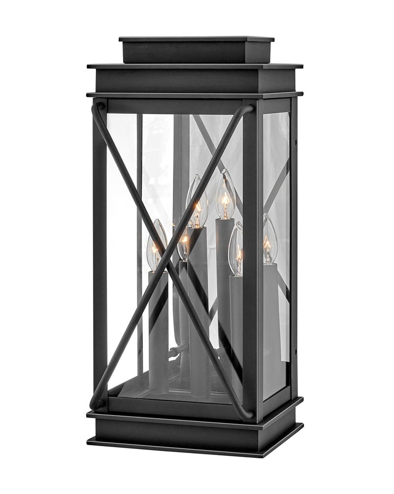 Montecito Large 3-Light Outdoor Wall Lantern in Museum Black