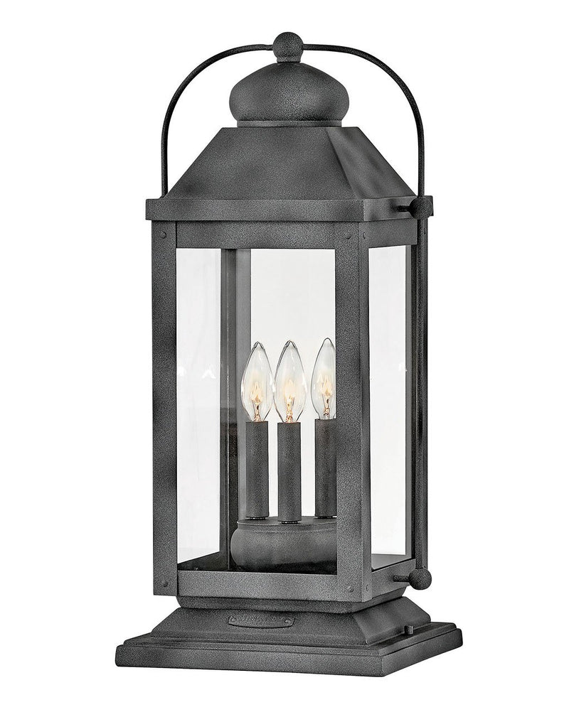 Anchorage 3-Light Outdoor Pier Mount Light in Aged Zinc