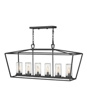 Alford Place 6-Light Linear Outdoor Chandelier in Museum Black