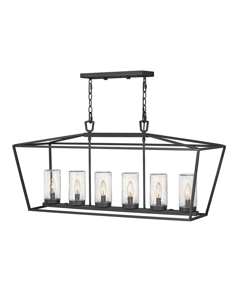 Alford Place 6-Light Linear Outdoor Chandelier in Museum Black