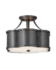 Chance 2-Light Semi-Flush Mount in Blackened Brass