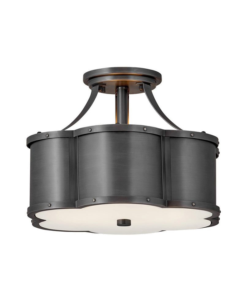 Chance 2-Light Semi-Flush Mount in Blackened Brass
