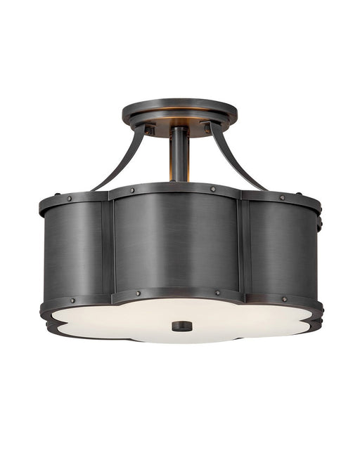 Chance 2-Light Semi-Flush Mount in Blackened Brass