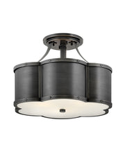 Chance 3-Light Semi-Flush Mount in Blackened Brass