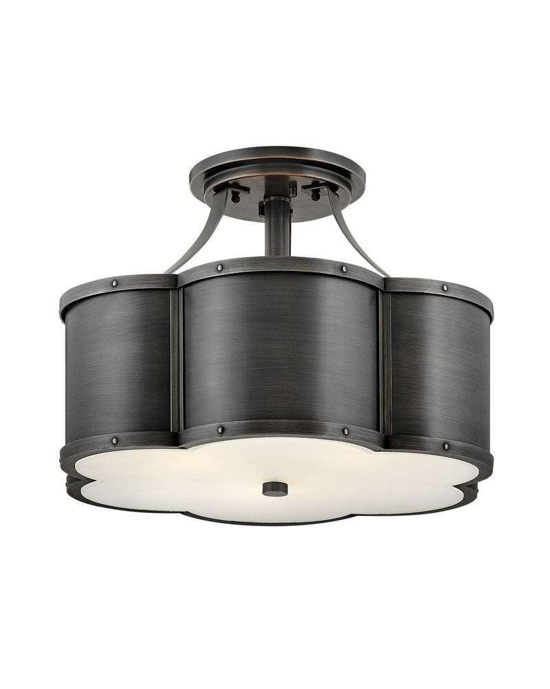 Chance 3-Light Semi-Flush Mount in Blackened Brass