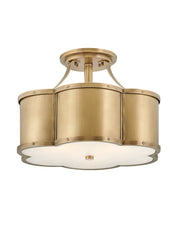 Chance 3-Light Semi-Flush Mount in Heritage Brass