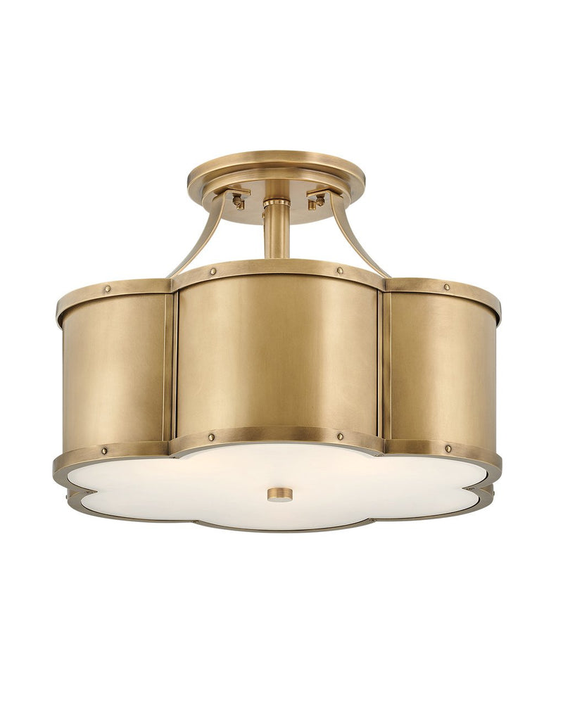 Chance 3-Light Semi-Flush Mount in Heritage Brass
