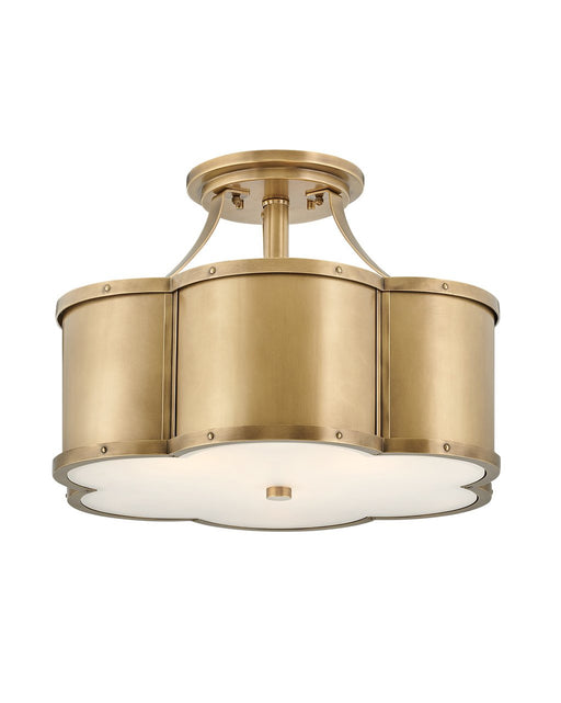 Chance 3-Light Semi-Flush Mount in Heritage Brass