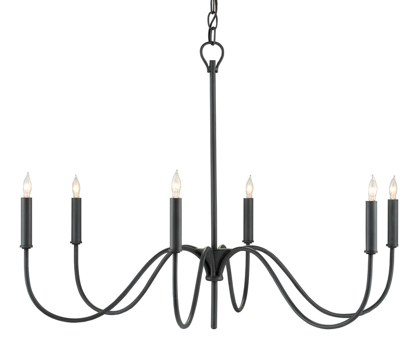 Tirrell Six Light Chandelier in Antique Black