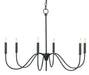 Tirrell Six Light Chandelier in Antique Black