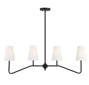 Fabric Shade 40" 4-Light Linear Chandelier in Matte Black