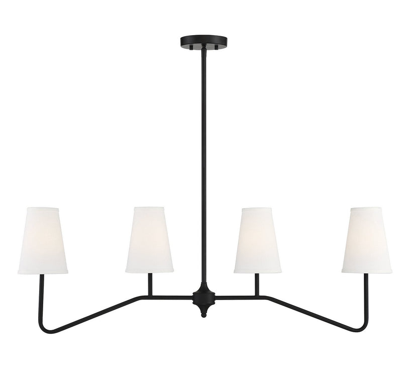 Fabric Shade 40" 4-Light Linear Chandelier in Matte Black
