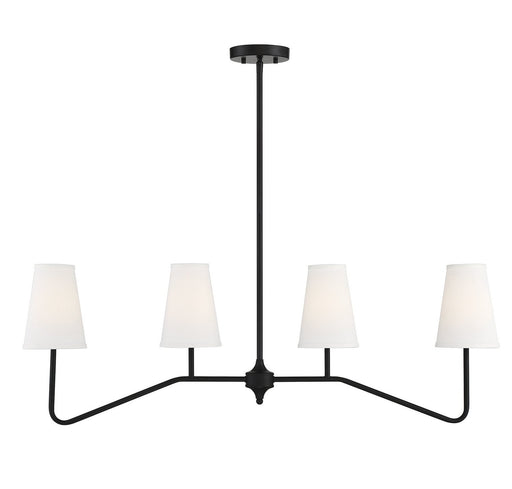 Fabric Shade 40" 4-Light Linear Chandelier in Matte Black