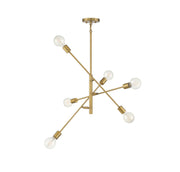 Industrial Sputnik 26" 6-Light Chandelier in Natural Brass