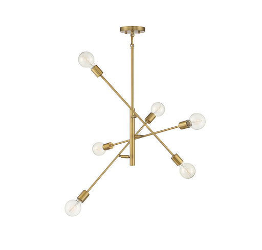 Industrial Sputnik 26" 6-Light Chandelier in Natural Brass