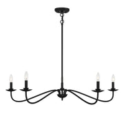 Wide Farmhouse Candle 42" 5-Light Chandelier in Matte Black