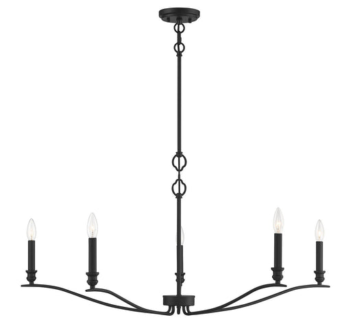 Transitional Candle 42" 5-Light Chandelier in Matte Black