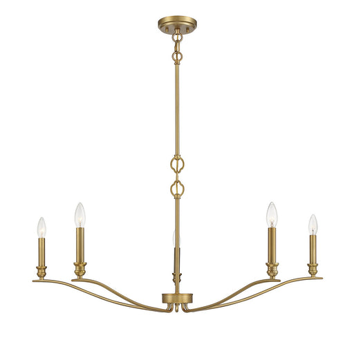 Transitional Candle 42" 5-Light Chandelier in Natural Brass