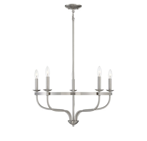 Round Candle 27" 5-Light Chandelier in Brushed Nickel