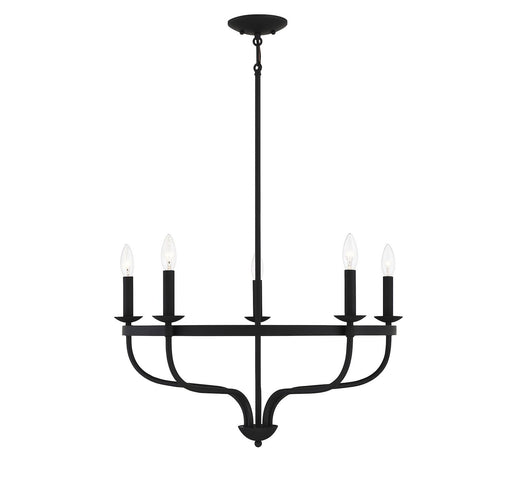 Round Candle 27" 5-Light Chandelier in Matte Black