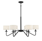 Fabric Shade 42" 6-Light Chandelier in Matte Black