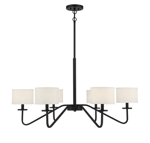 Fabric Shade 42" 6-Light Chandelier in Matte Black