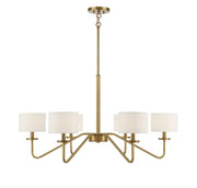 Fabric Shade 42" 6-Light Chandelier in Natural Brass