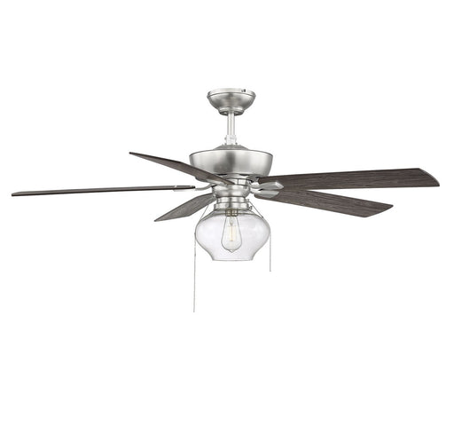 Farmhouse 52" Ceiling Fan with Clear Glass Light in Brushed Nickel