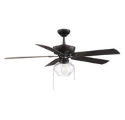 Farmhouse 52" Ceiling Fan with Clear Glass Light in Oil Rubbed Bronze