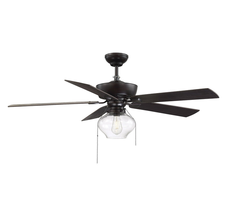 Farmhouse 52" Ceiling Fan with Clear Glass Light in Oil Rubbed Bronze