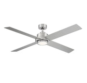 Modern 56" LED Ceiling Fan with White Glass in Brushed Nickel