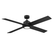 Modern 56" LED Ceiling Fan with White Glass in Matte Black