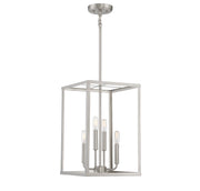Two-Tier Cage 12" 4-Light Chandelier in Brushed Nickel
