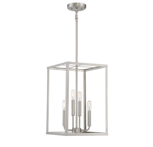Two-Tier Cage 12" 4-Light Chandelier in Brushed Nickel