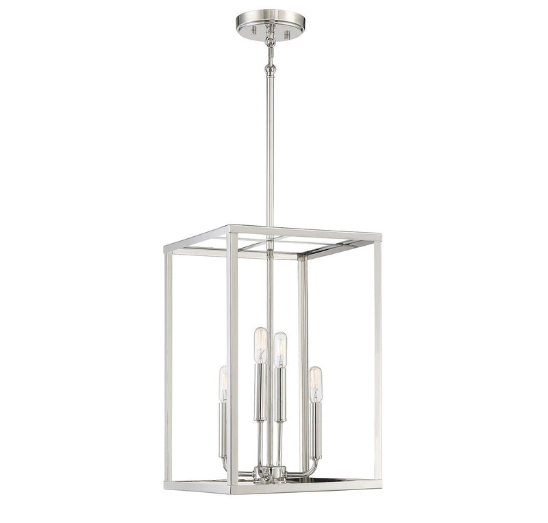 Two-Tier Cage 12" 4-Light Chandelier in Polished Nickel