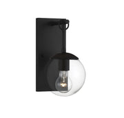 Farmhouse Seeded Globe 1-Light Outdoor Wall Sconce in Matte Black
