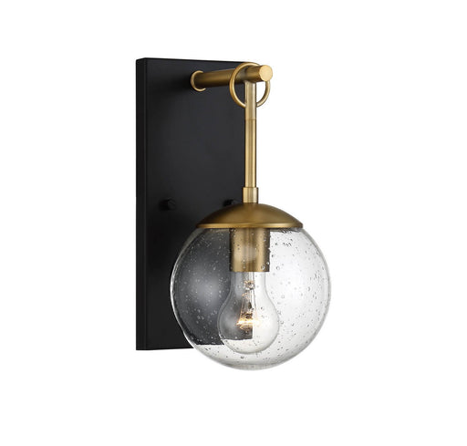 Farmhouse Seeded Globe 1-Light Outdoor Wall Sconce in Oil Rubbed Bronze with Natural Brass