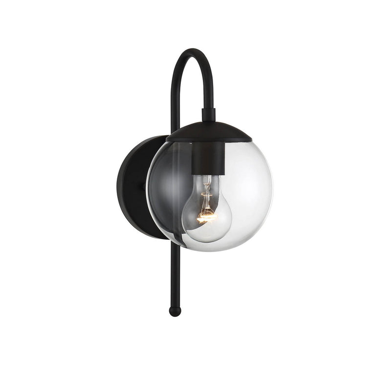 Farmhouse Clear Glass 13" 1-Light Outdoor Wall Sconce in Matte Black