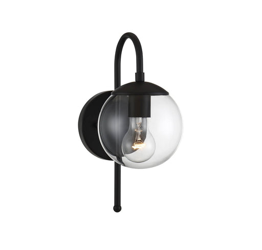 Farmhouse Clear Glass 13" 1-Light Outdoor Wall Sconce in Matte Black